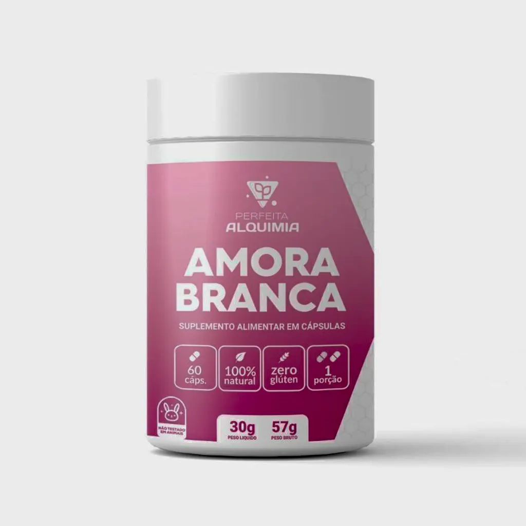 Amora Branca 500 mg Com 60 cápsulas Perfeita Alquimia