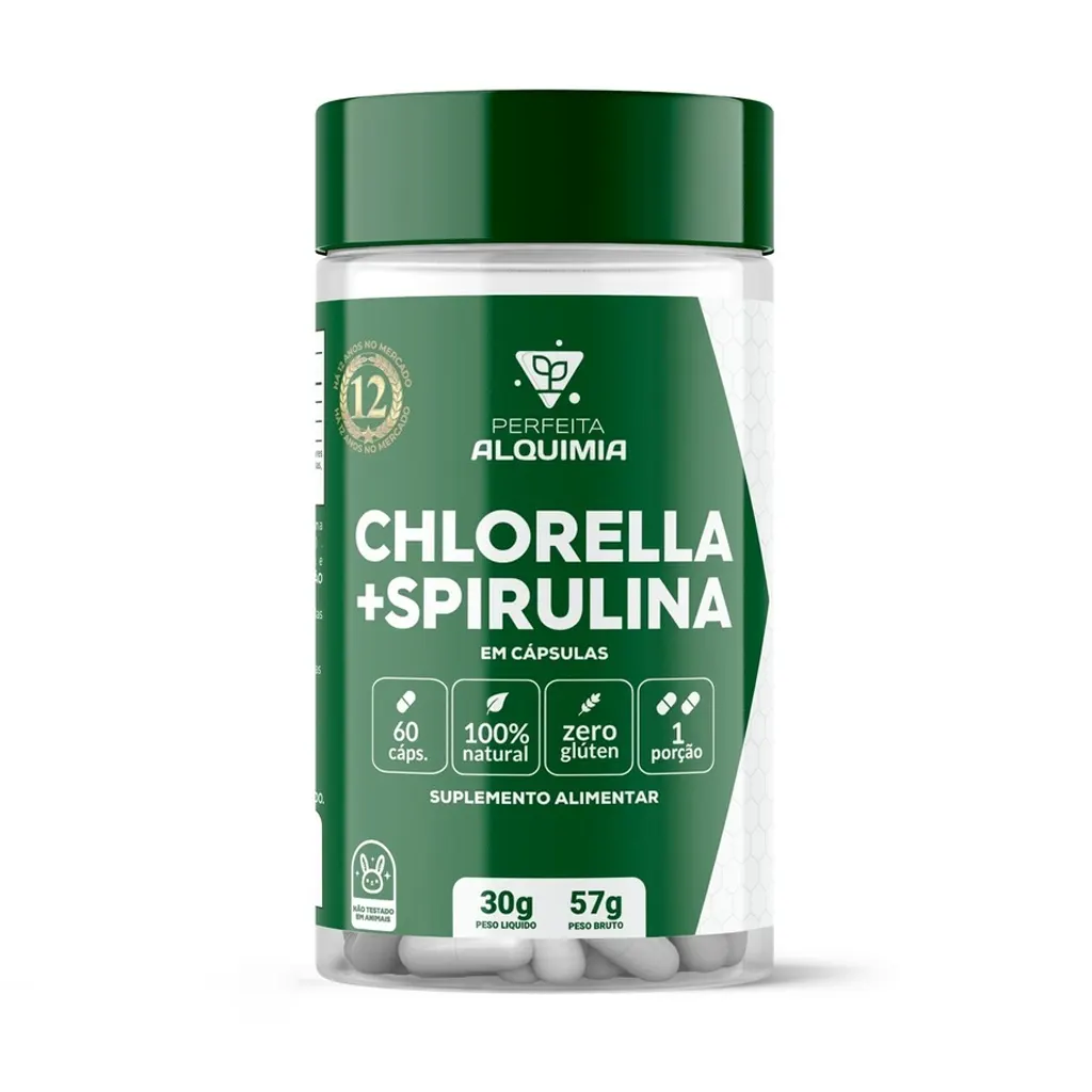 Chlorella E Spirulina 500 mg 60 cápsulas Perfeita Alquimia