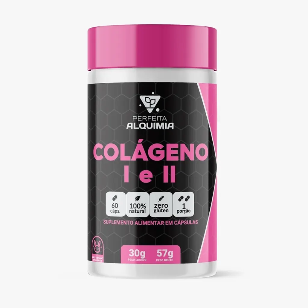 Colágeno Tipo I E II 500 mg 60 cápsulas Perfeita Alquimia