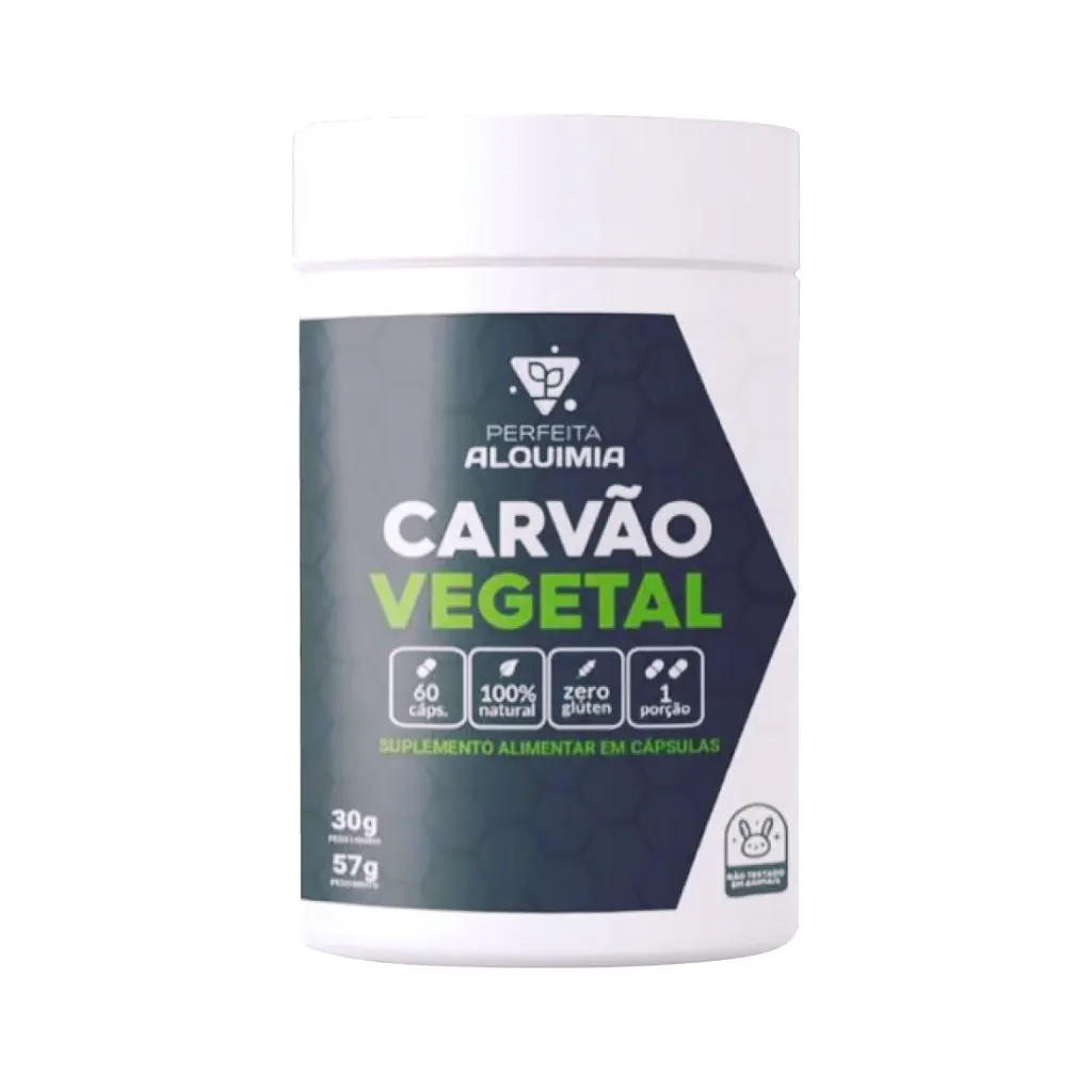 Carvão Vegetal 500 mg Com 60 cápsulas Perfeita Alquimia