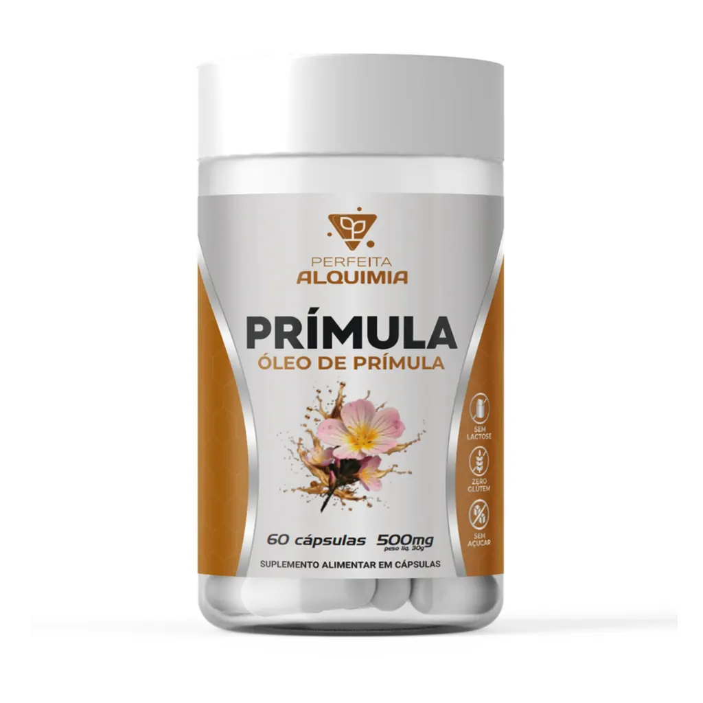 Óleo De Prímula 500 mg Com 60 cápsulas Perfeita Alquimia